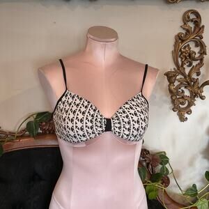 vintage 90s Calvin Klein Geometric Print V-Neck Bikini Top Size L White